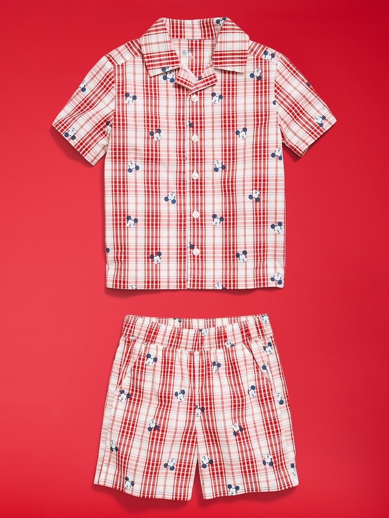 Old Navy x Disney Mickey Mouse Short-Sleeve Plaid Shirt and Shorts Set for Toddler Boys