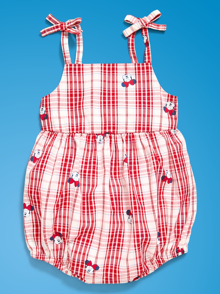 Old Navy x Disney Minnie Mouse Sleeveless Tie-Strap Plaid Romper for Baby