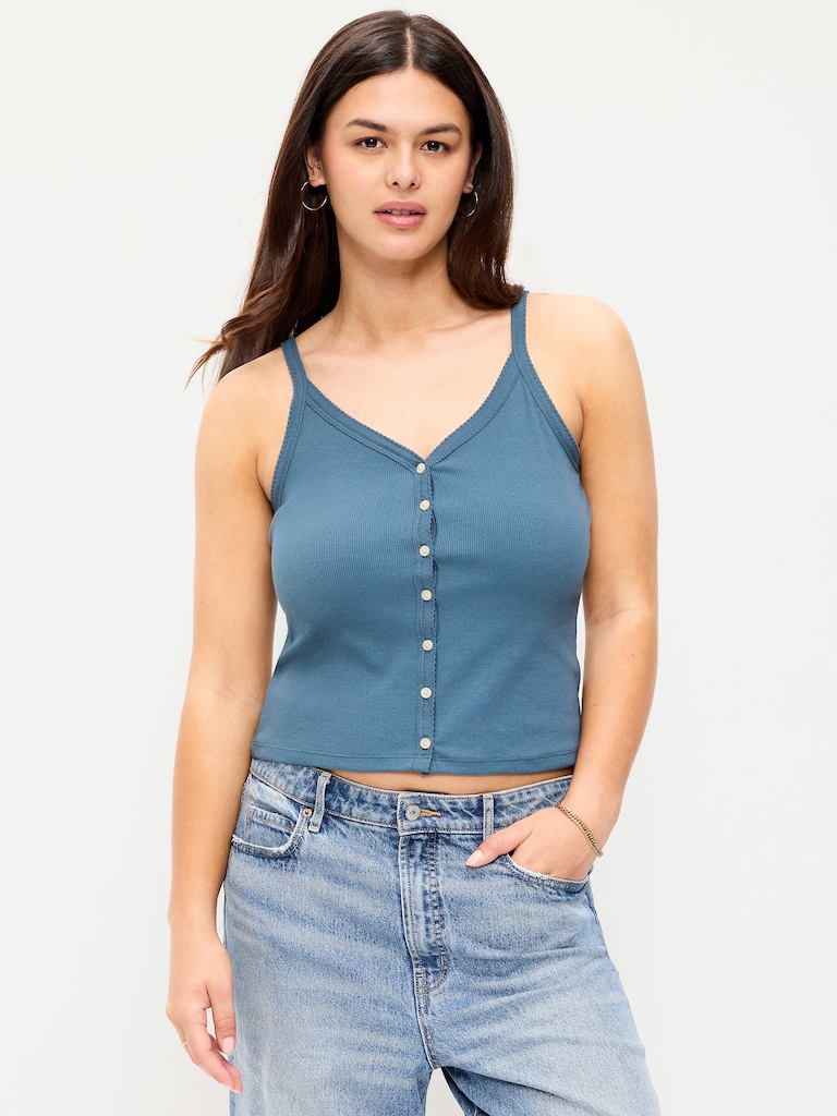Button-Front Cami Tank Top