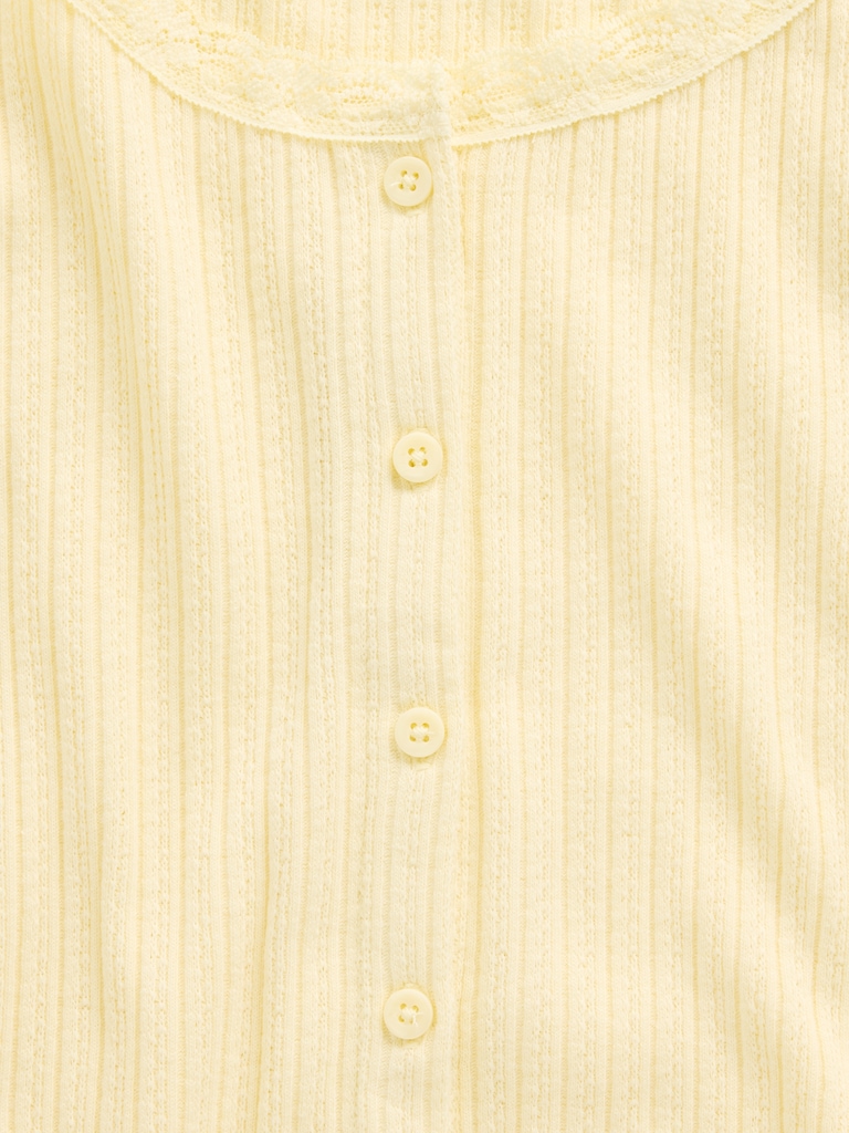 Kids Pointelle Rib Button-Front T-Shirt
