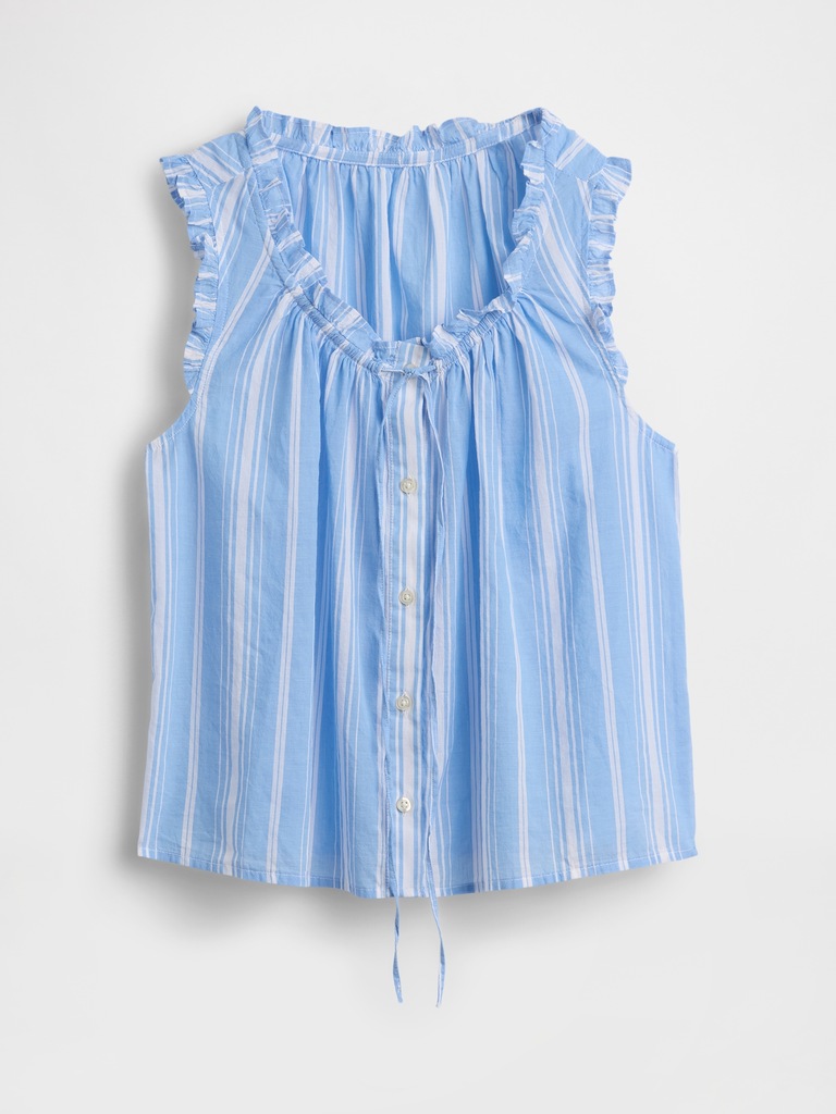 Relaxed Sleeveless Tie-Neck Top