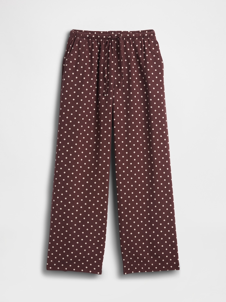 Mid Rise Pull-On Wide-Leg Linen-Blend Pants