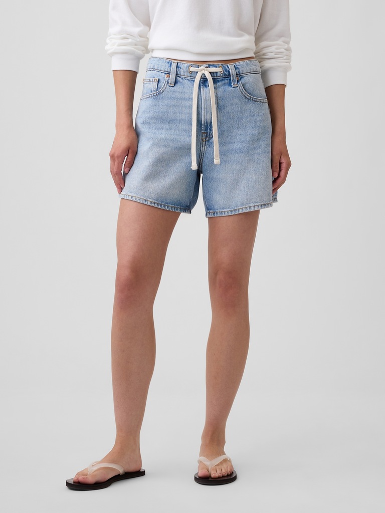 SuperSoft Drawstring Denim Midi Shorts