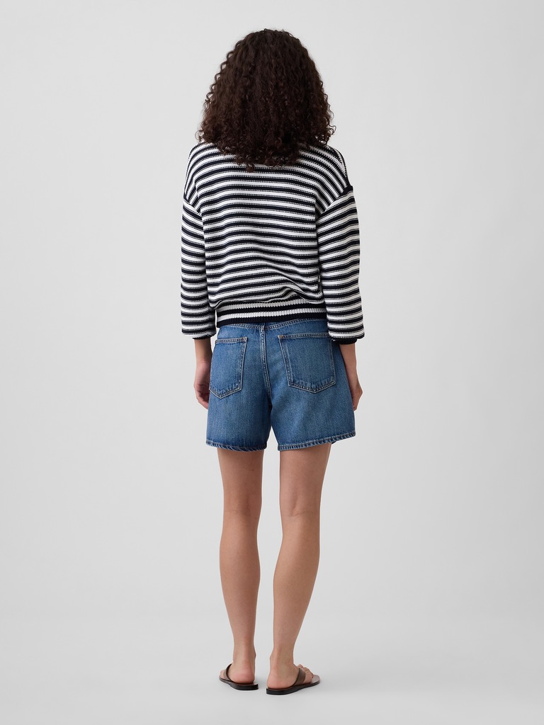 SuperSoft Drawstring Denim Midi Shorts