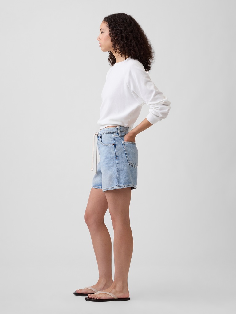 SuperSoft Drawstring Denim Midi Shorts