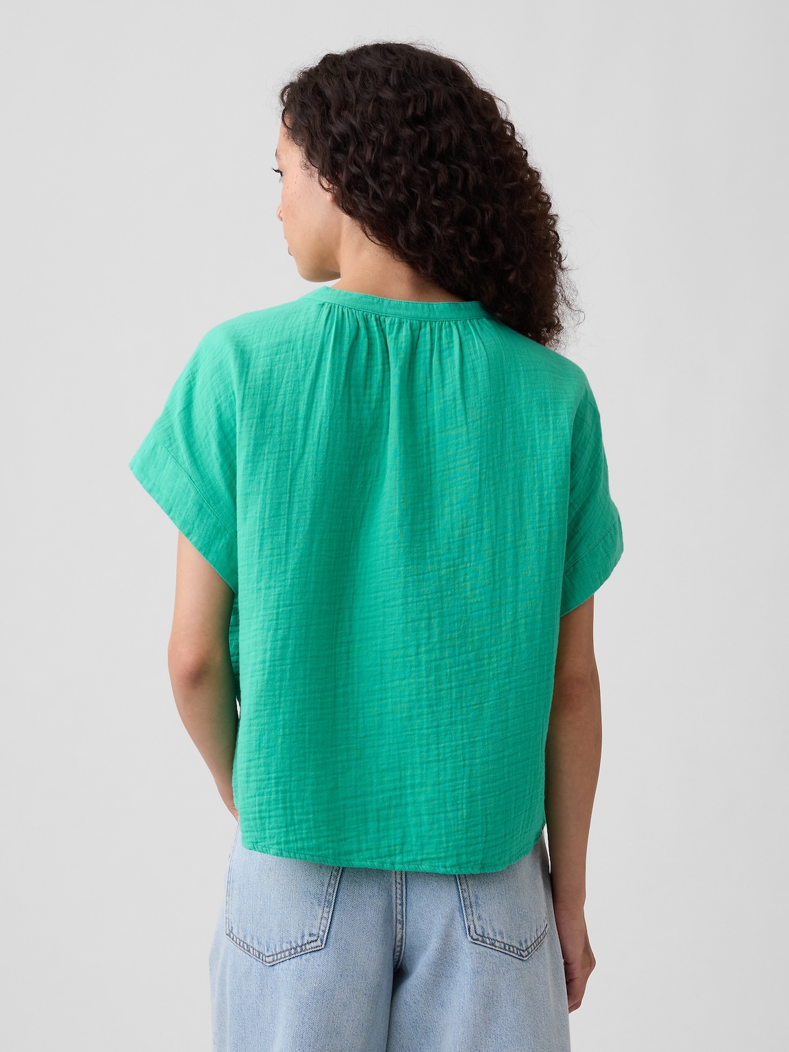 Relaxed Button-Up Gauze Top