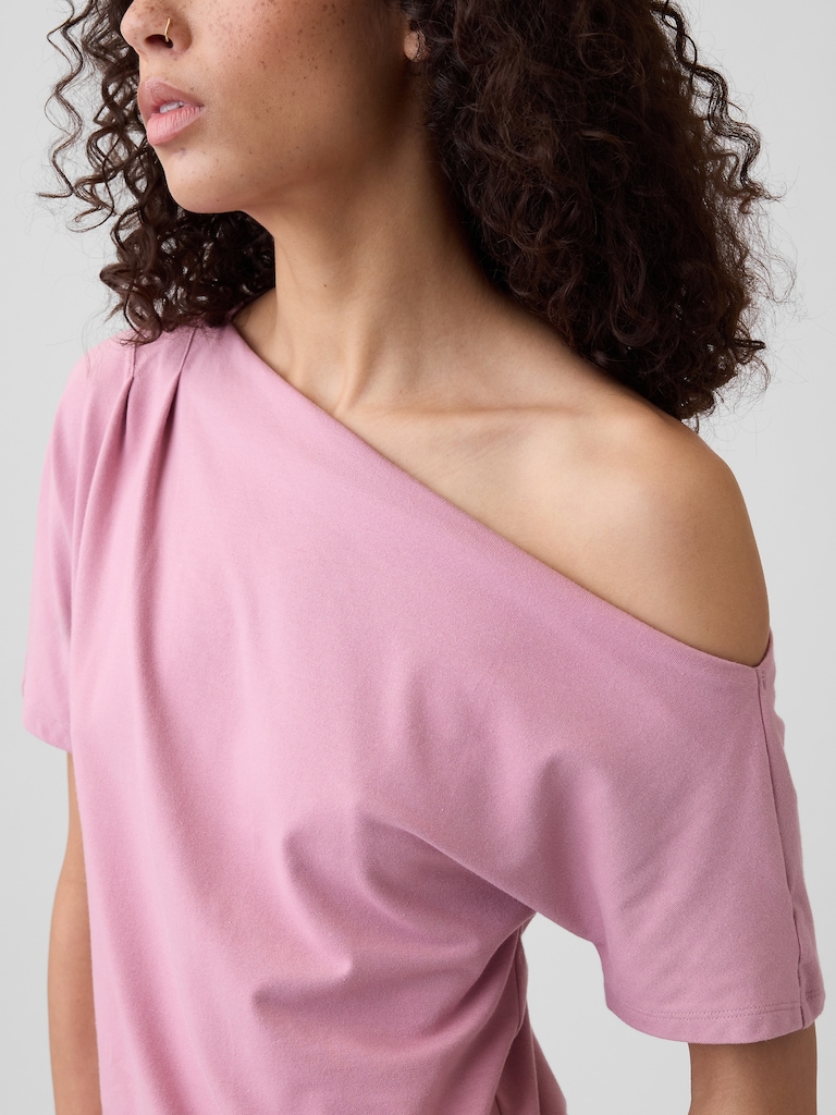 Stretch Jersey One-Shoulder Top