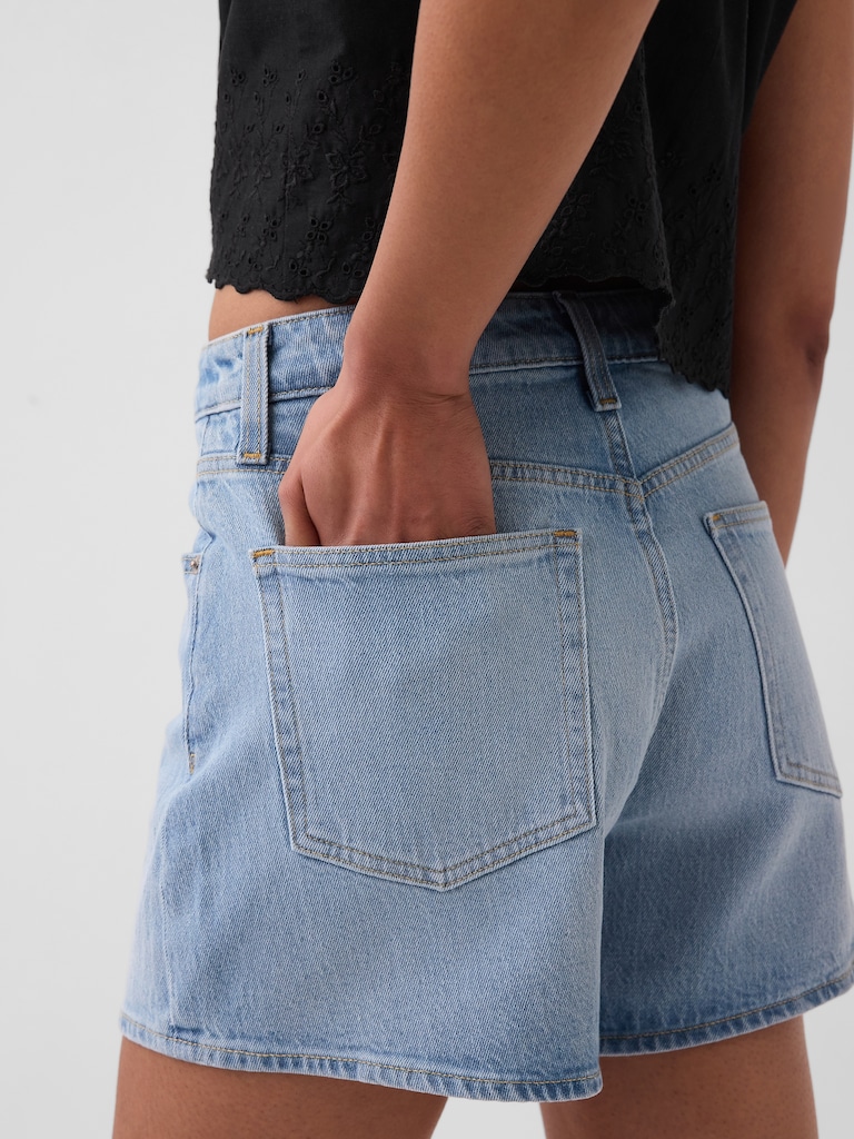 3.5" High Rise Relaxed Straight Denim Shorts
