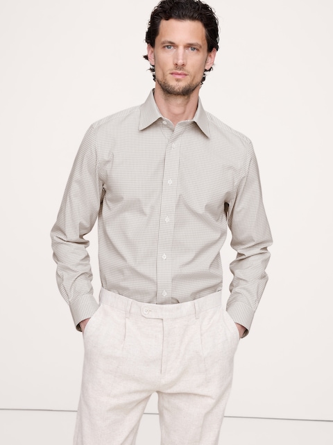 men's grey dress shirt Men's Short Sleeve Casual Shirt - Builder in Aluminum Gray End-On-End Med / Large main image 1