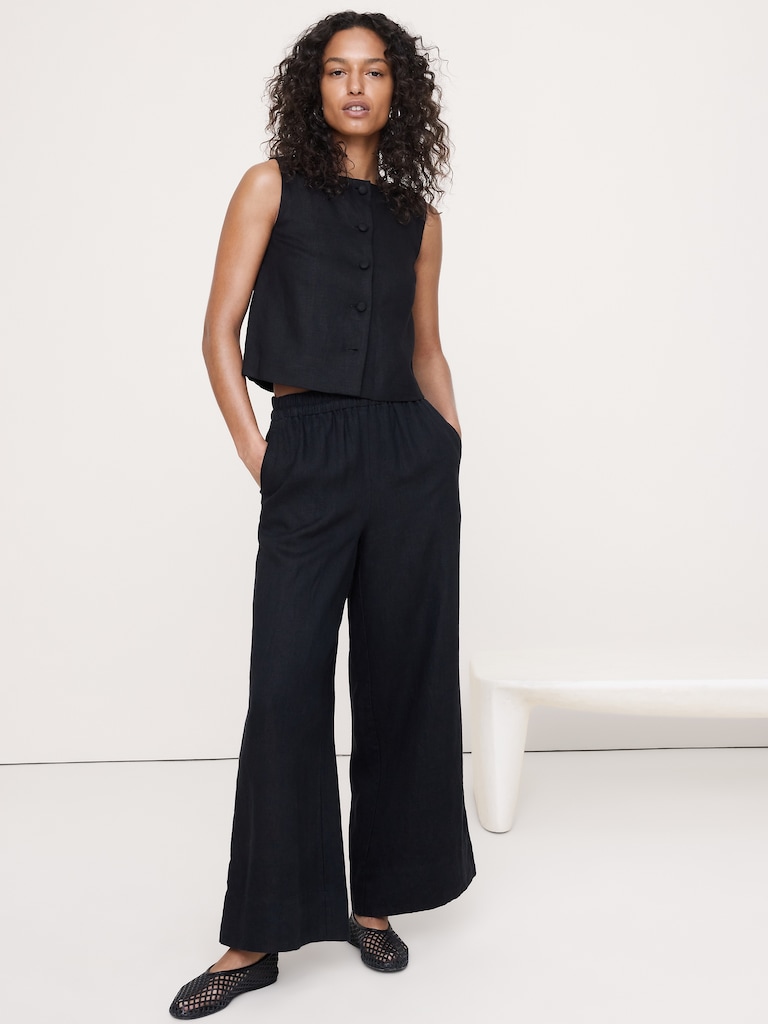 Linen Button-Front Tank