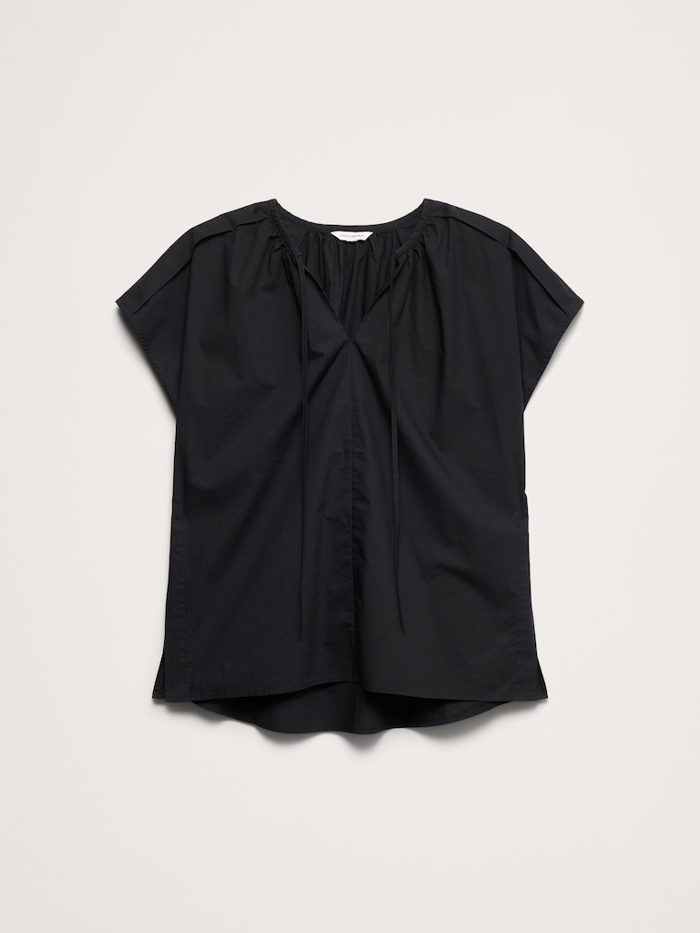 Cotton Poplin Split-Neck Tunic