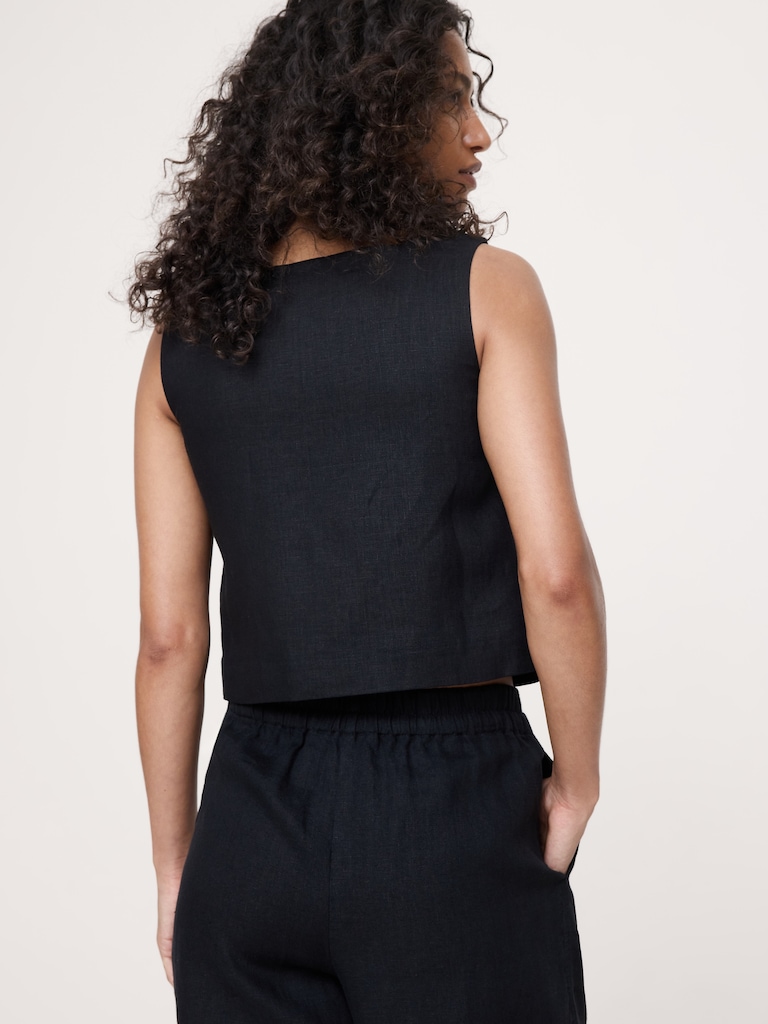 Linen Button-Front Tank
