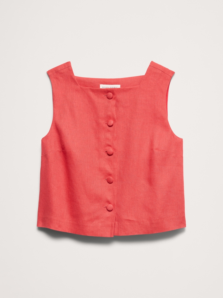 Linen Button-Front Tank