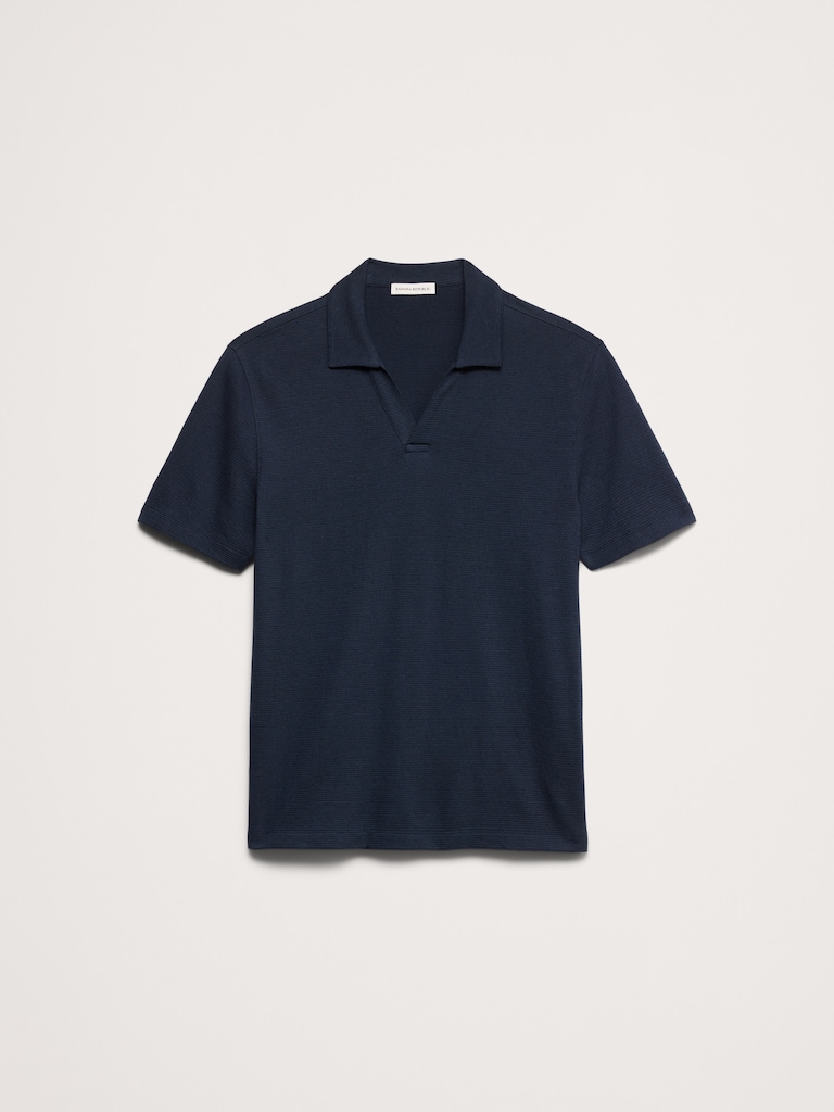 Mesh Johnny-Collar Polo