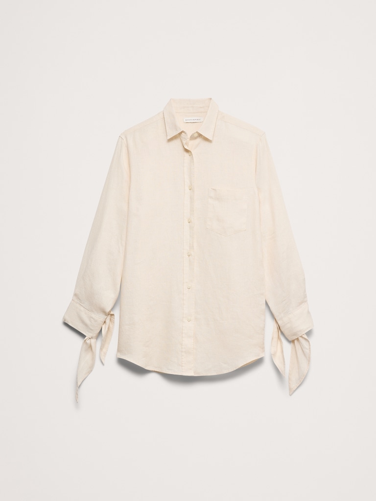 The Oversized Tie-Cuff Shirt in Linen