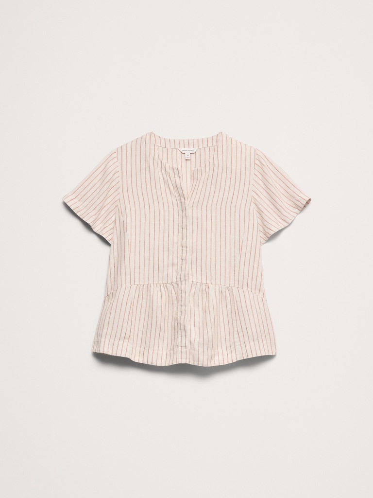 Linen Flutter-Sleeve Top