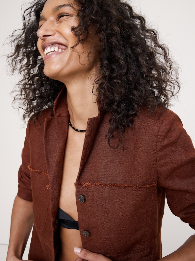 Fringe Linen Blazer