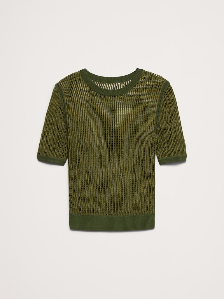 Mesh Crew-Neck Sweater Tee