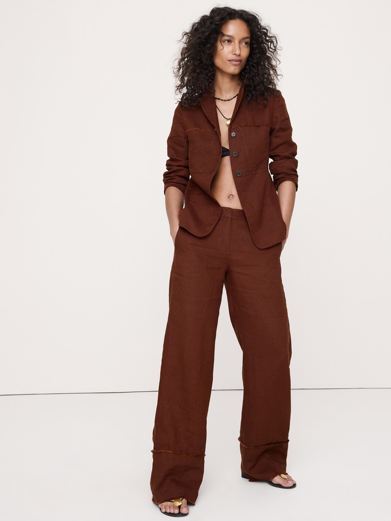 The Everyday Wide-Leg Pant in Fringe-Hem Linen
