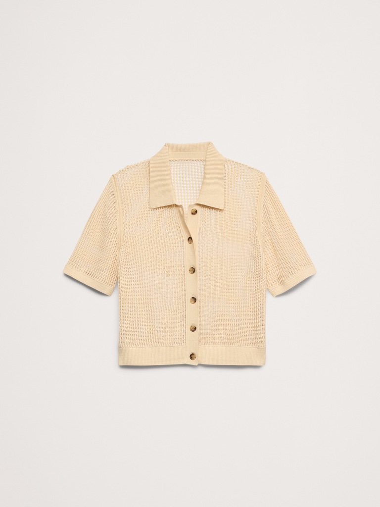 Mesh Polo Cardigan