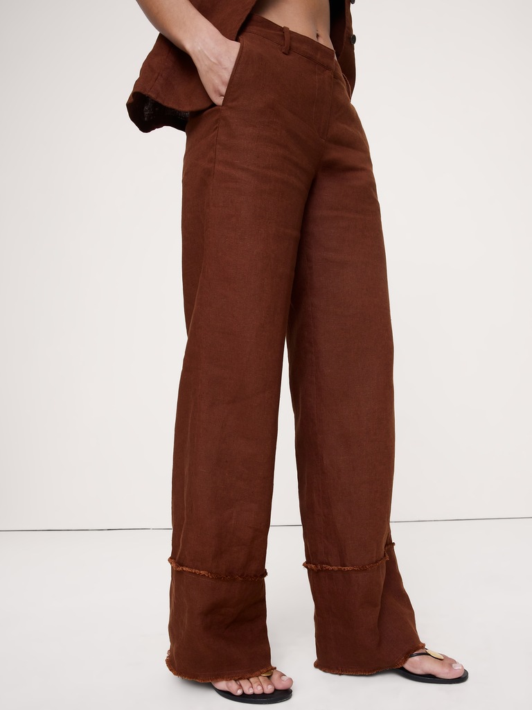 The Everyday Wide-Leg Pant in Fringe-Hem Linen