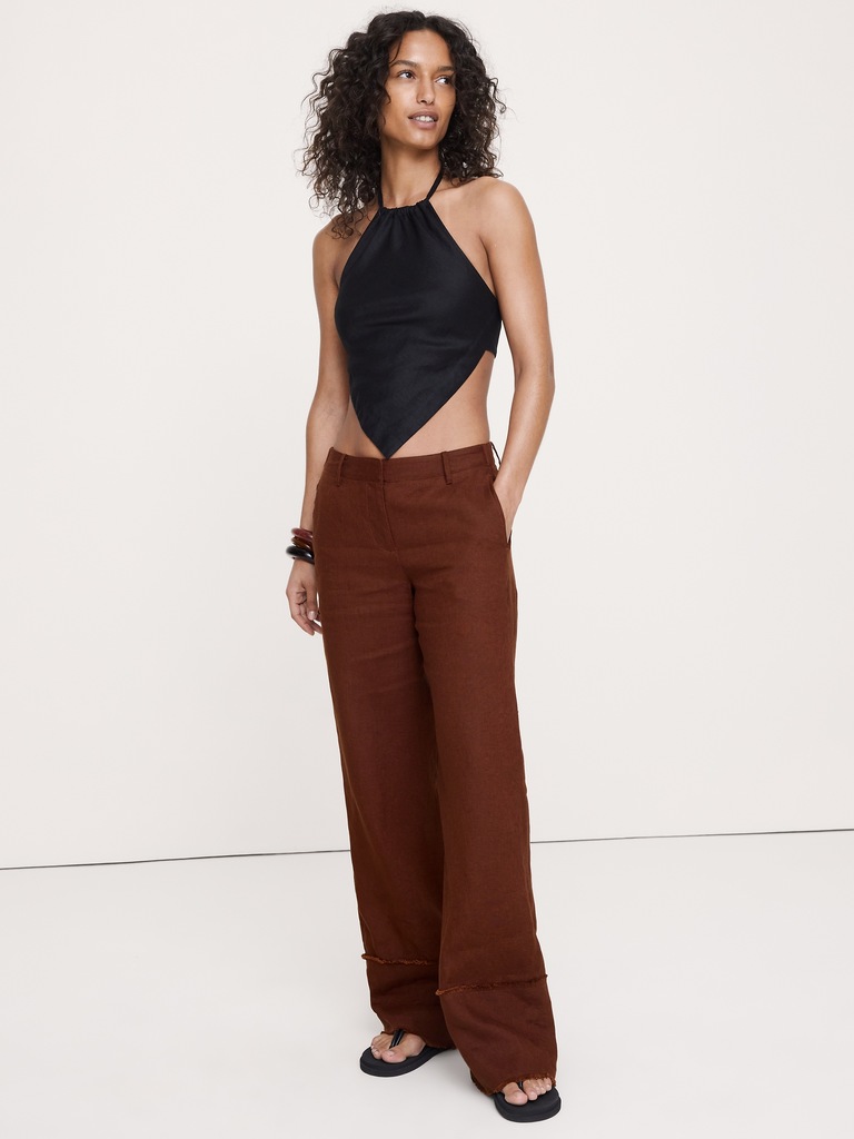The Everyday Wide-Leg Pant in Fringe-Hem Linen