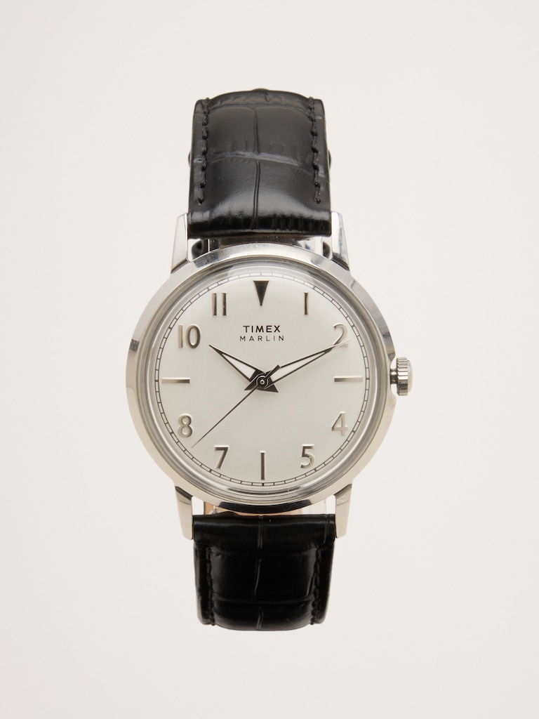 Marlin Quartz 34mm Leather Strap Watch By Timex