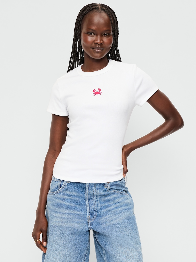 T-shirt moulant à imprimé