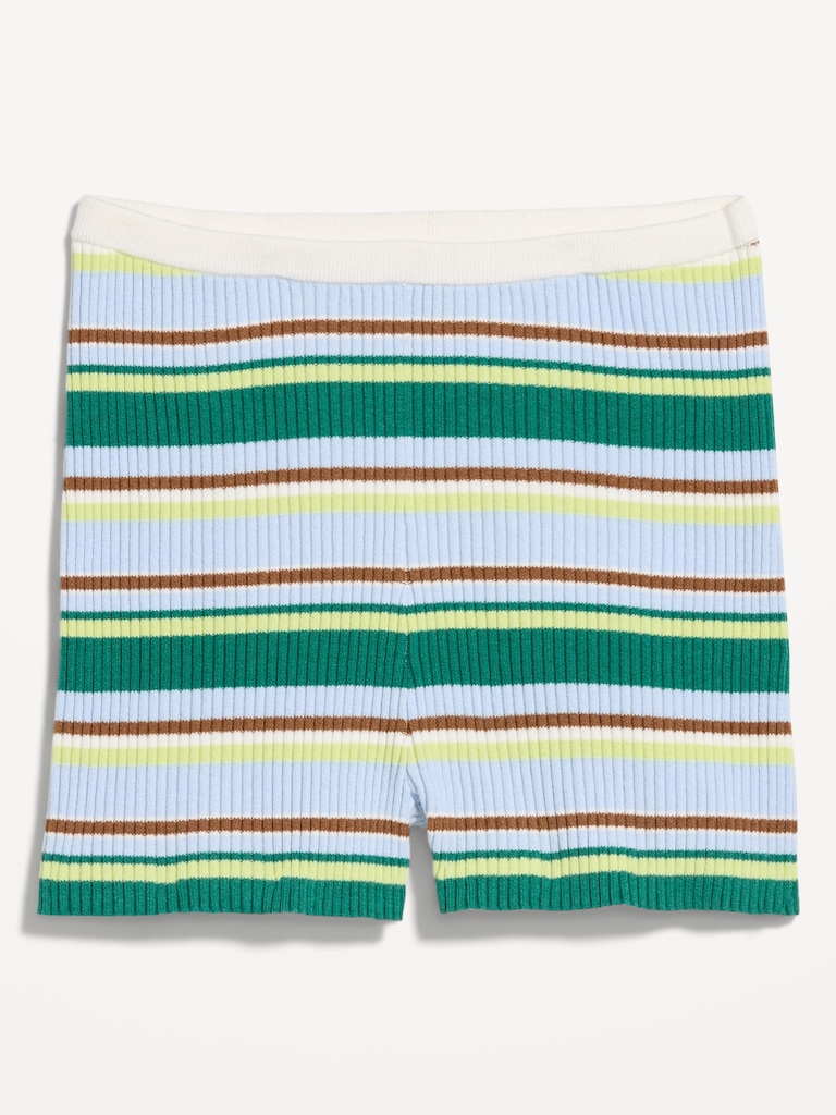 High-Waisted Ribbed Mini Bike Shorts