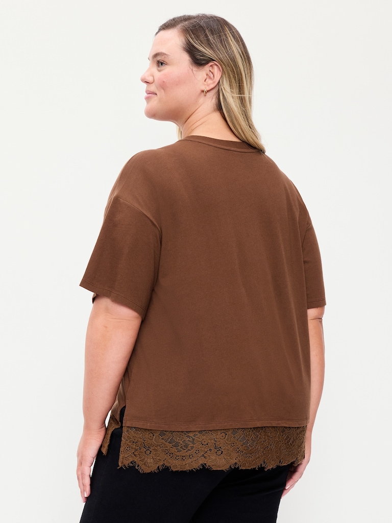 Oversized Lace Hem T-Shirt