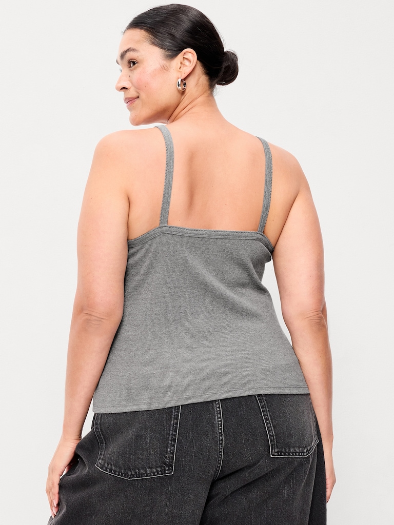 Button-Front Cami Tank Top