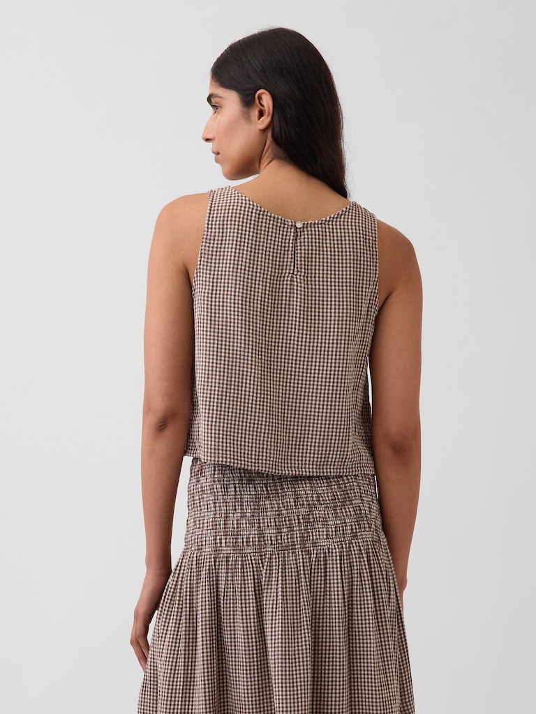 Cotton Gauze Racer Shell Tank Top