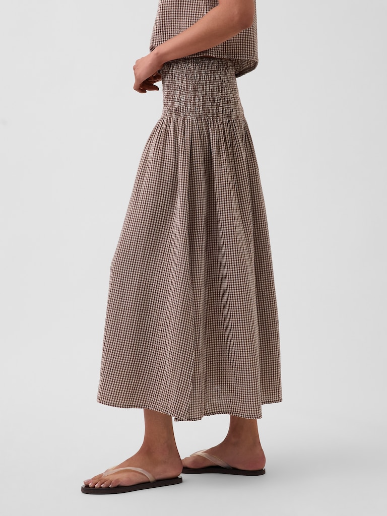 Cotton Gauze Smocked-Waist Maxi Skirt