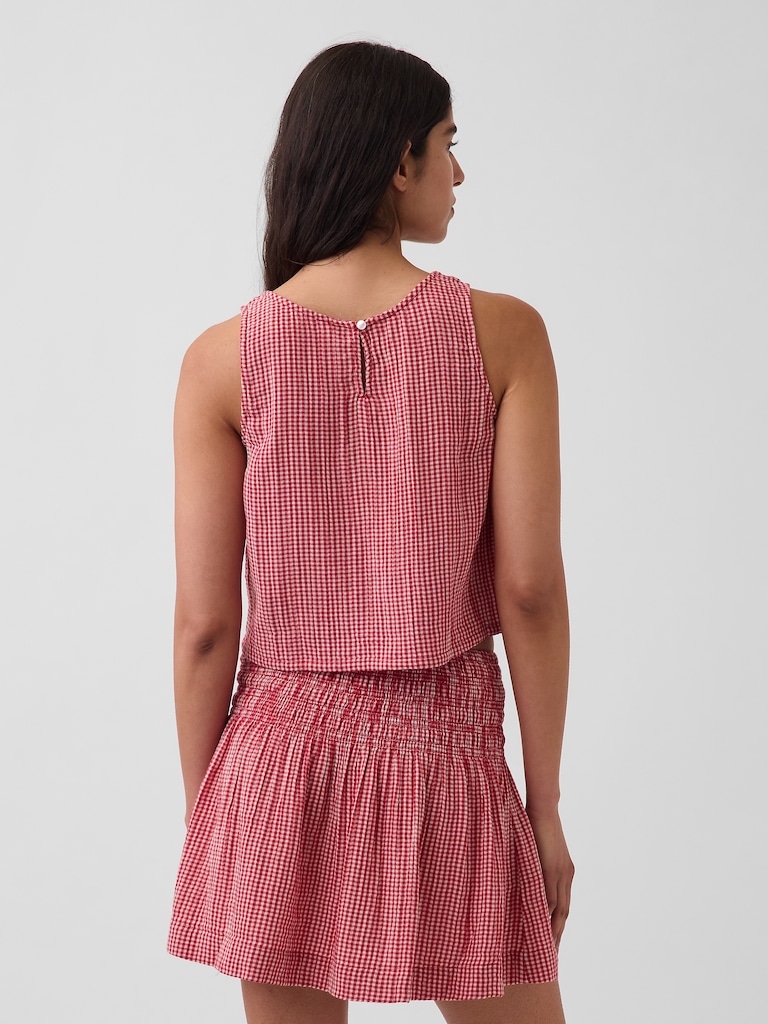 Cotton Gauze Racer Shell Tank Top