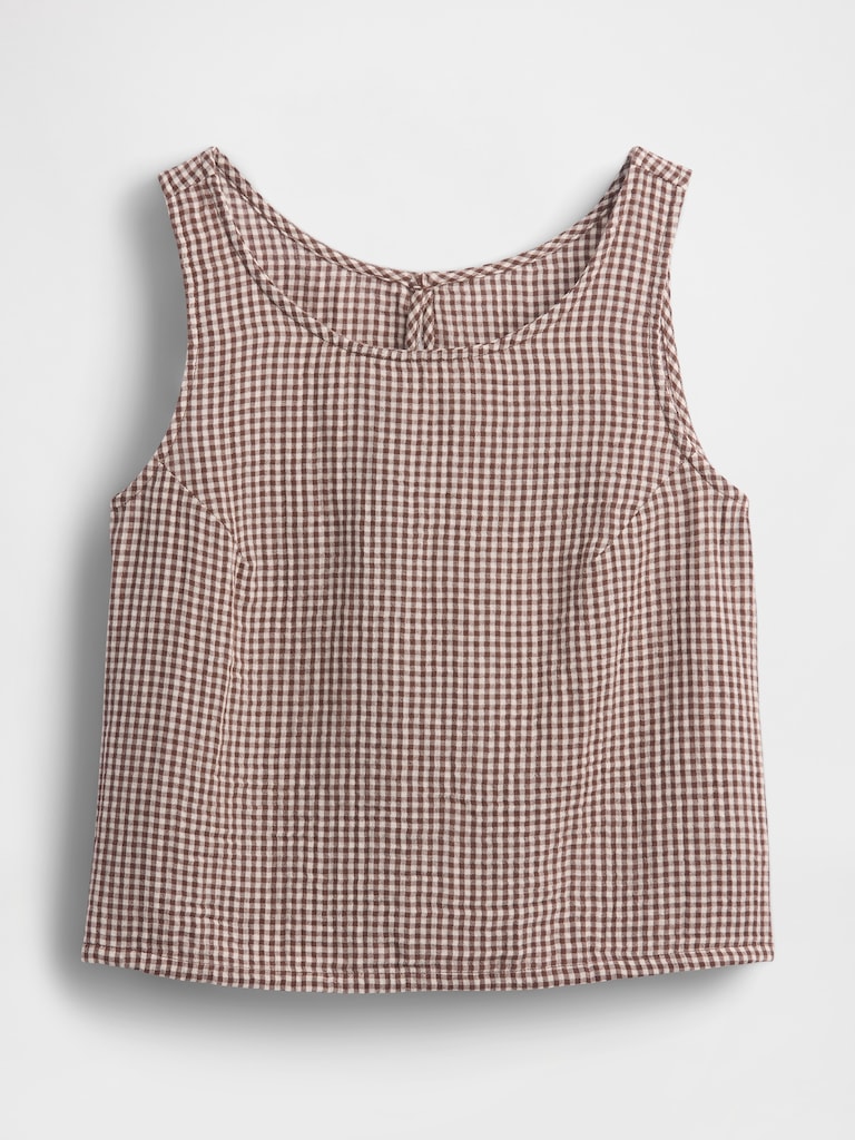 Cotton Gauze Racer Shell Tank Top