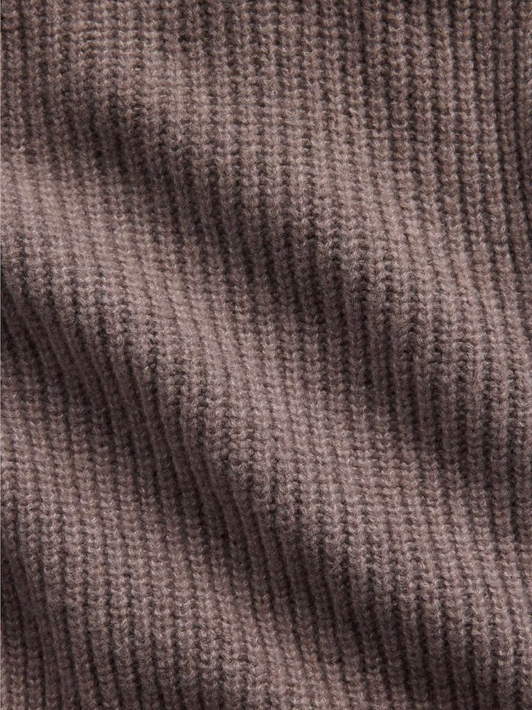 CashSoft Oversized Shaker-Stitch Zip Hoodie