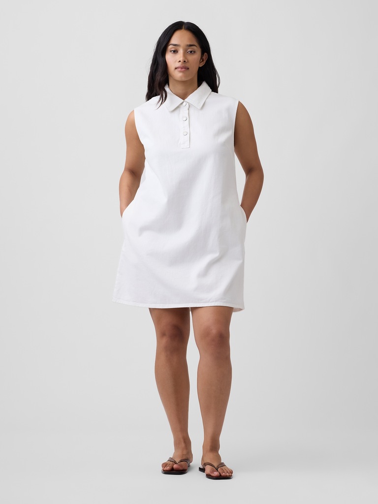 Sleeveless Collared Denim Mini Dress