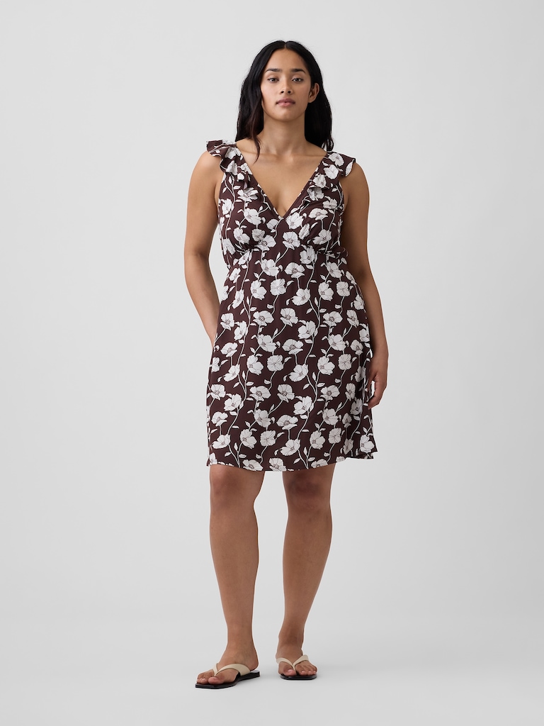 Ruffle V-Neck Mini Dress