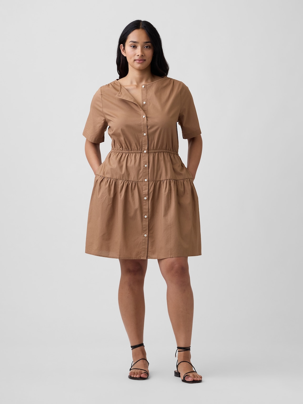 Poplin Button-Up Mini Dress
