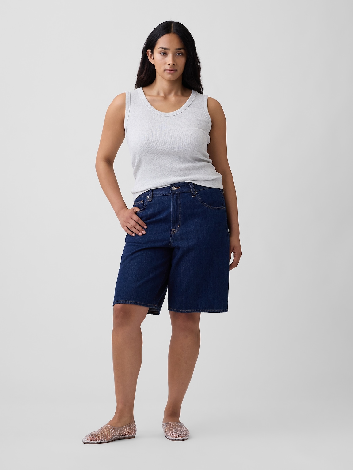 11" Low Slung SuperSoft Longline Denim Shorts