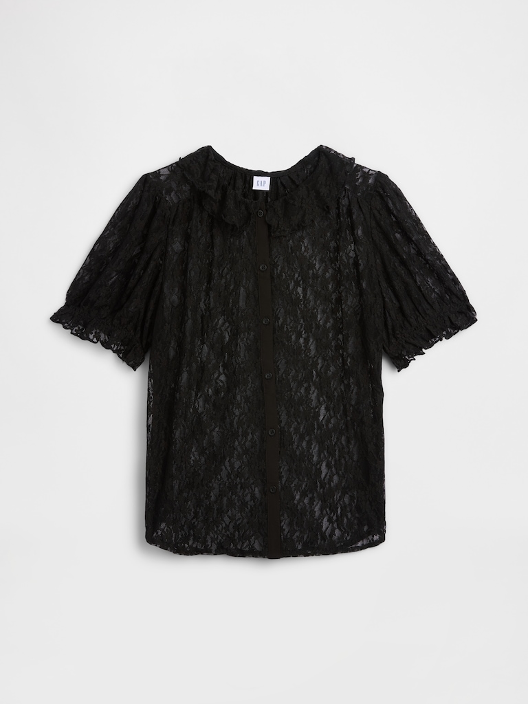 Relaxed Lace Ruffle Top