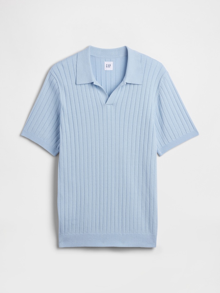 Ribbed Johnny Collar Polo Shirt