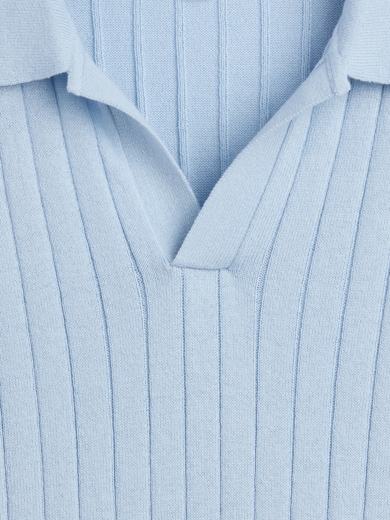 Ribbed Johnny Collar Polo Shirt