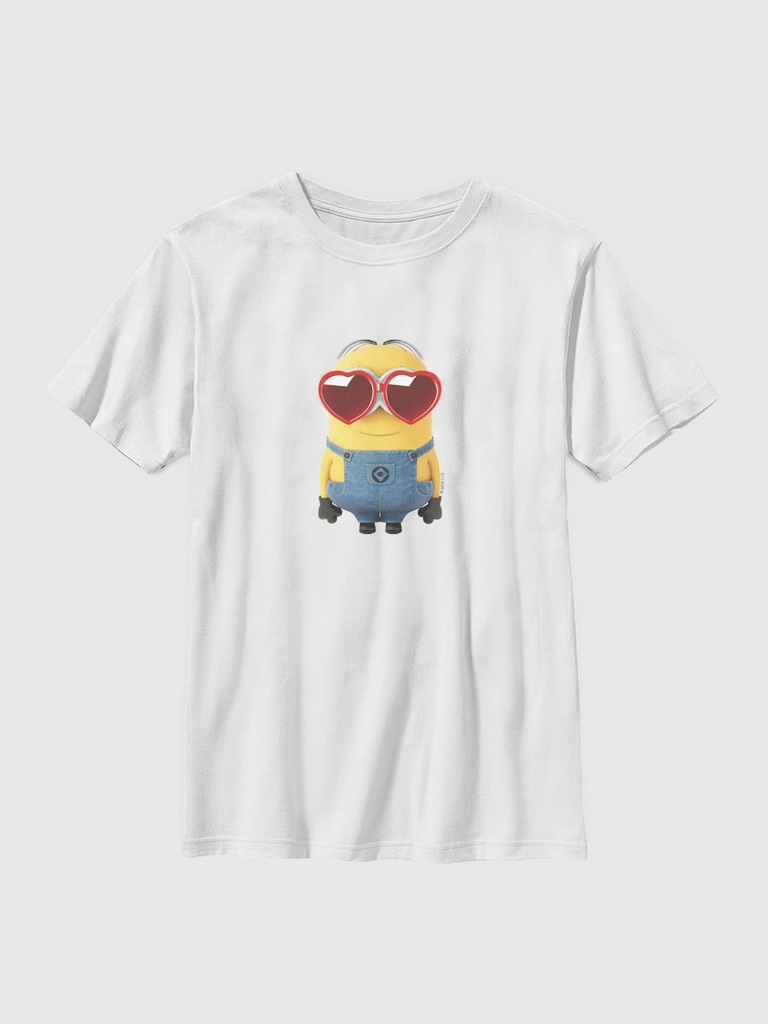 Minions Big Minion Heart Glasses Graphic T-Shirt for Kids