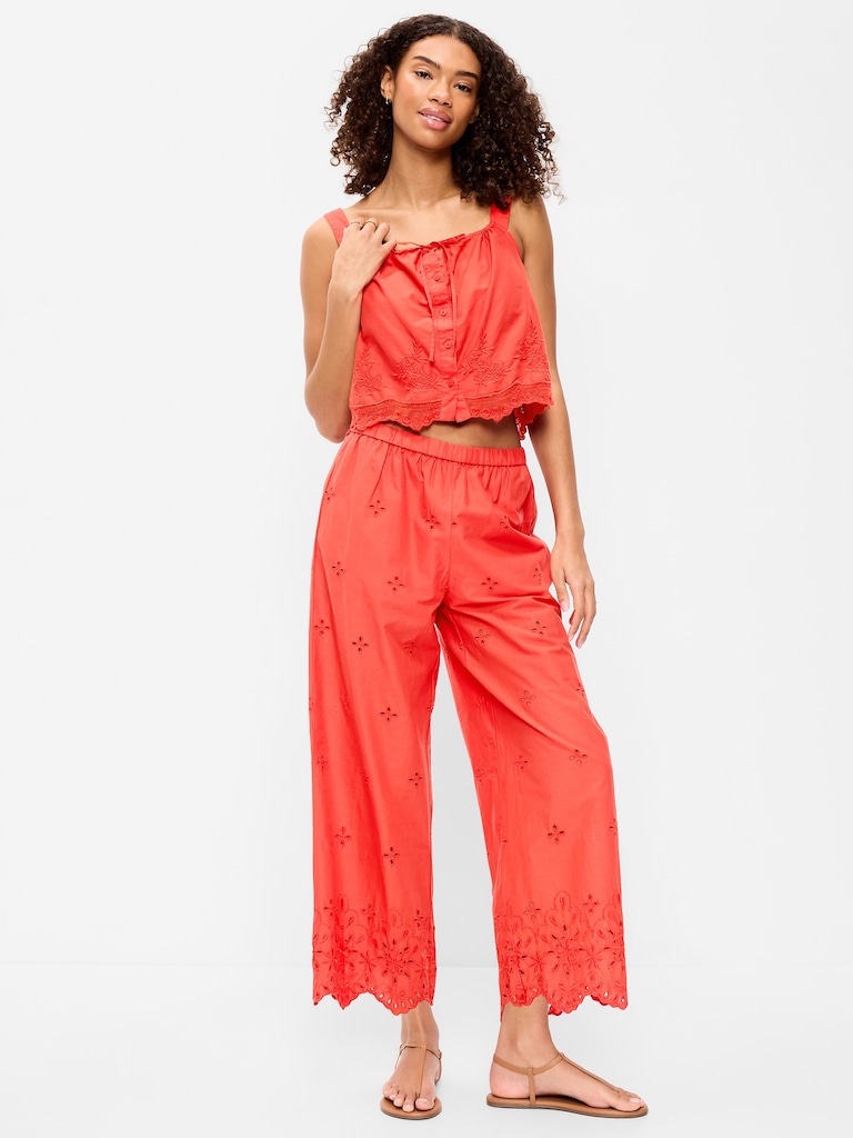 High-Waisted Cut Out Wide-Leg Pant
