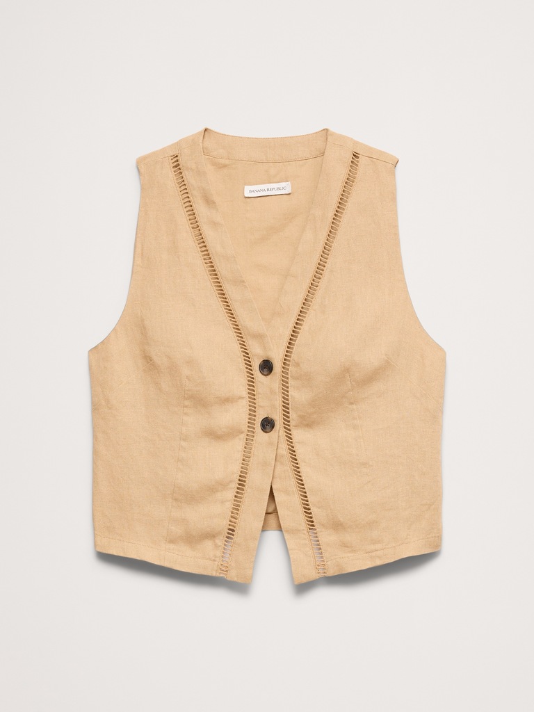 Linen Lace-Trim Vest