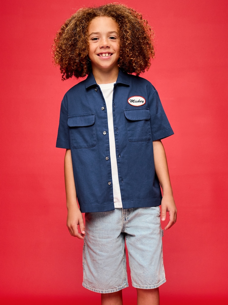 Old Navy x Disney Mickey Mouse Short-Sleeve Twill Camp Shirt for Boys