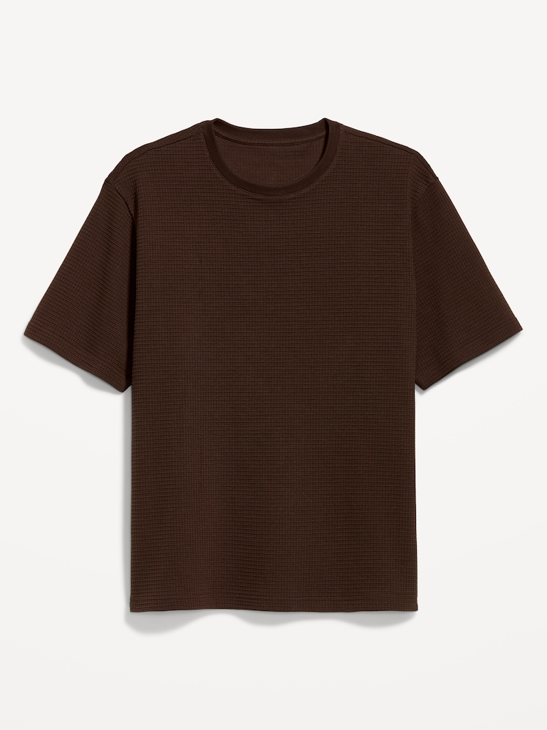 Relaxed Short-Sleeve Textured Waffle T-Shirt