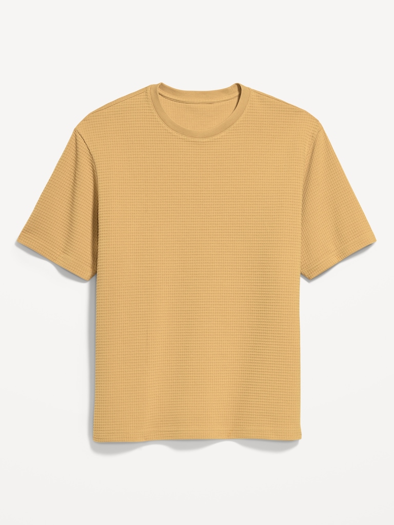 Relaxed Short-Sleeve Textured Waffle T-Shirt