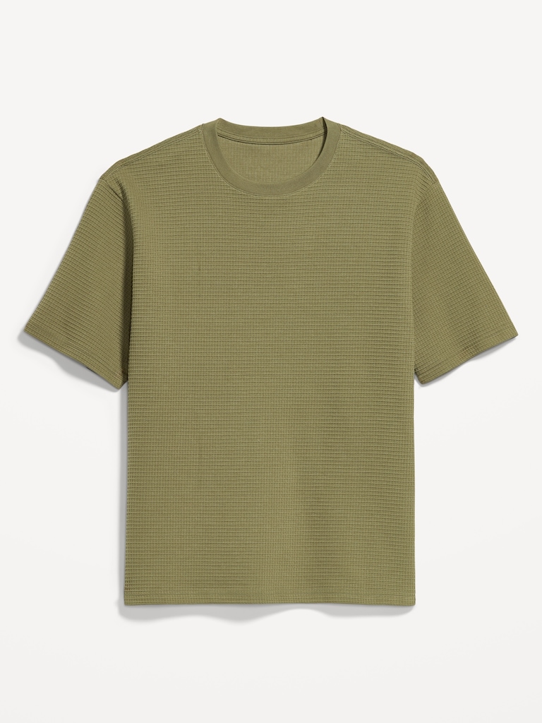 Relaxed Short-Sleeve Textured Waffle T-Shirt